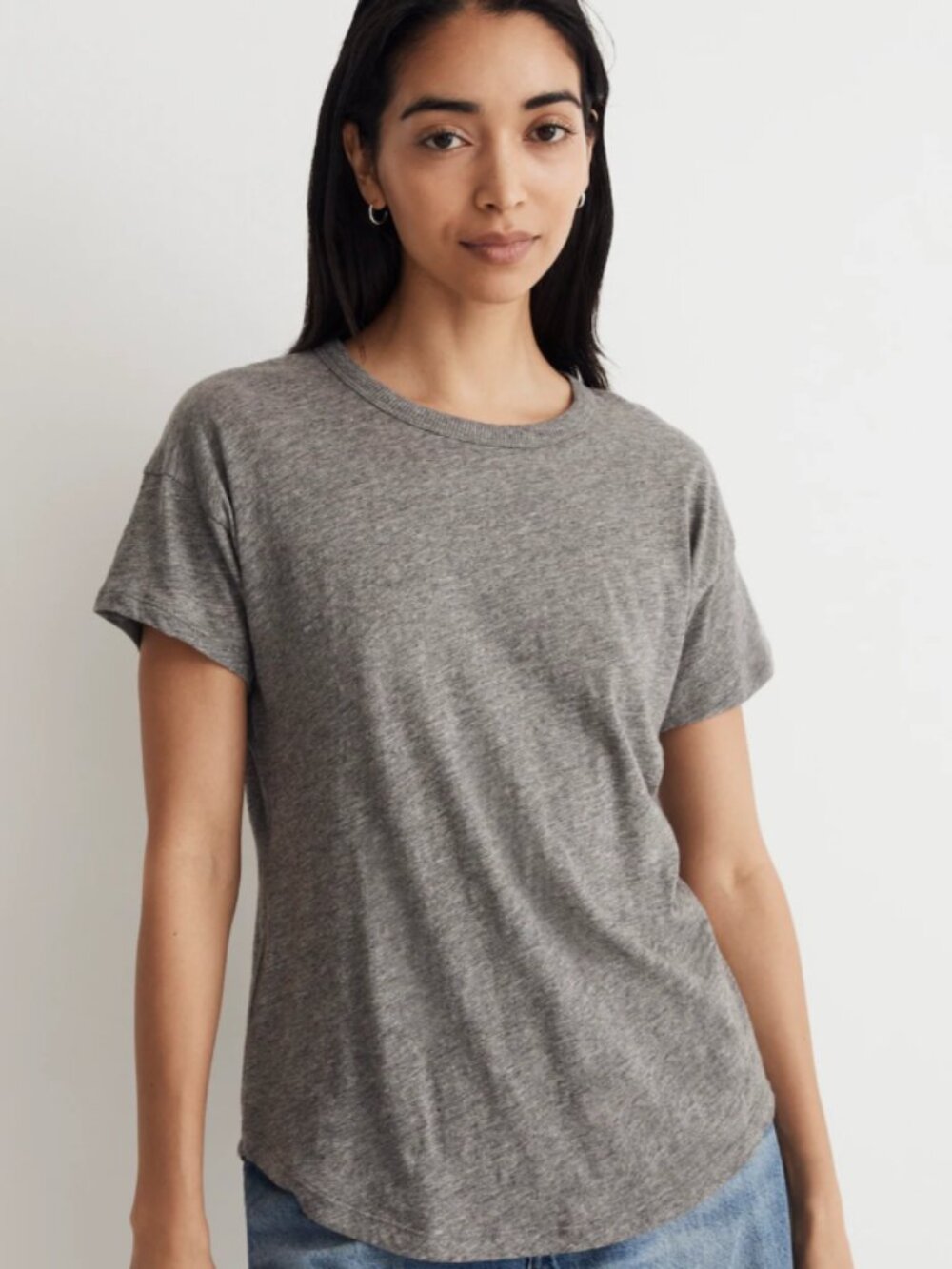 Madewell:  Whisper Crewneck Tee, Large, Heathered Iron